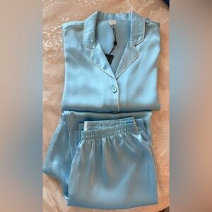 Luxurious Light Blue 100 silk  Women's  Pajama Set